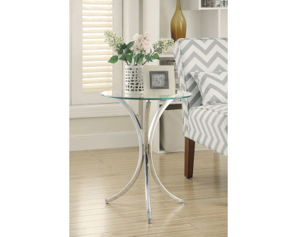 Coaster - Round Accent Table With Curved Legs in Chrome