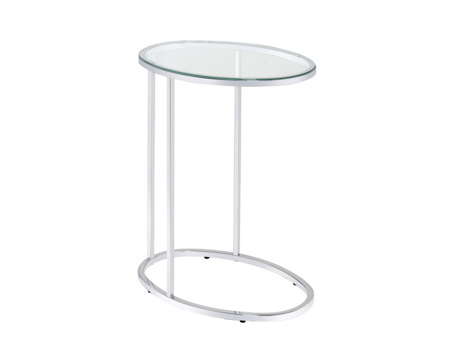 Coaster - Oval Snack Table in Chrome/Clear