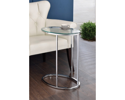 Coaster - Oval Snack Table in Chrome/Clear