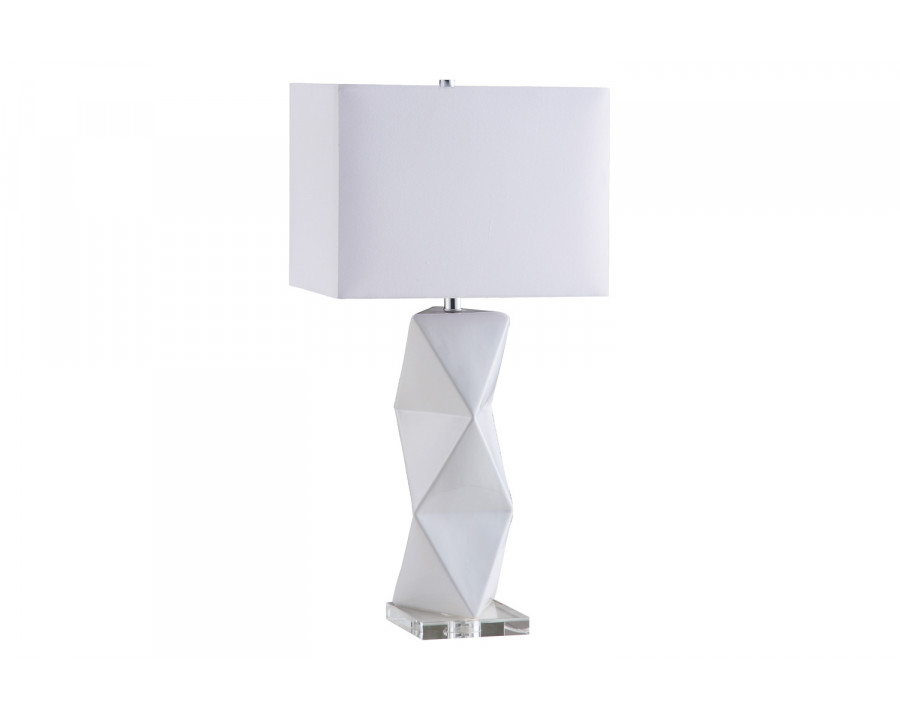 Coaster - Geometric Ceramic Base Table Lamp in White