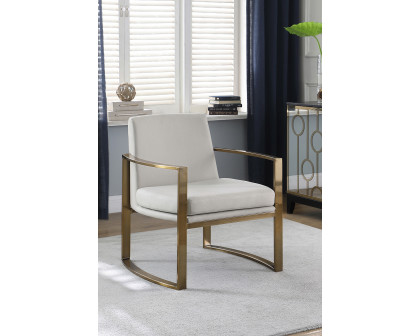 Coaster™ Concave Metal Arm Accent Chair - Cream/Bronze