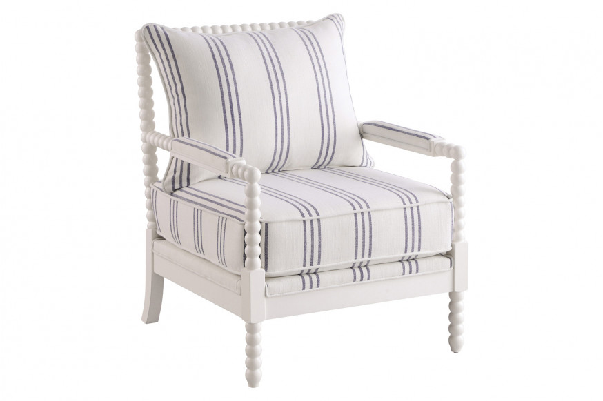 Coaster™ Upholstered Accent Chair With Spindle Accent - White/Navy