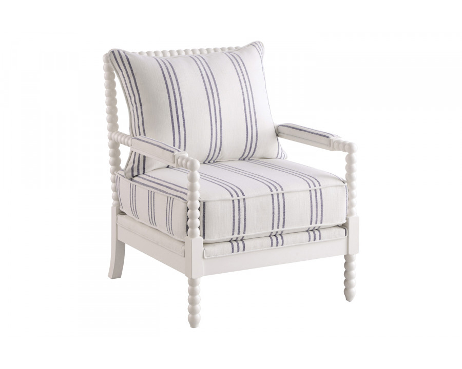 Coaster - Upholstered Accent Chair With Spindle Accent in White/Navy