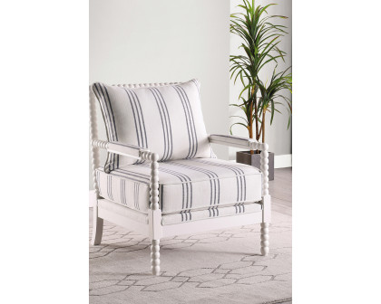 Coaster™ Upholstered Accent Chair With Spindle Accent - White/Navy