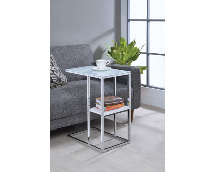 Coaster - 1-Shelf Accent Table in Chrome/White