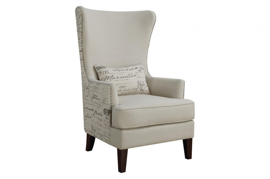 Coaster™ Curved Arm High Back Accent Chair - Cream