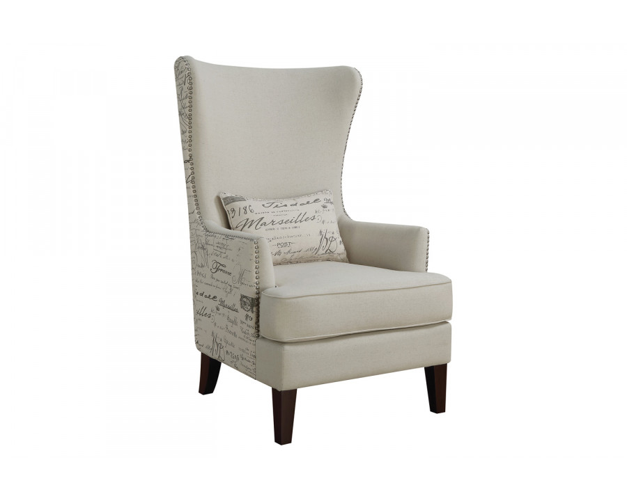 Coaster - Curved Arm High Back Accent Chair in Cream