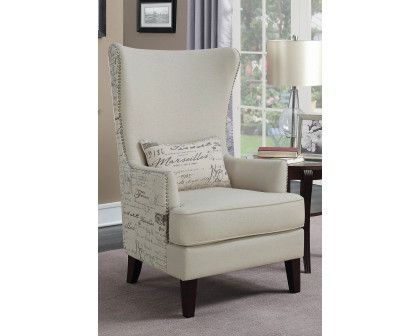 Coaster™ Curved Arm High Back Accent Chair - Cream