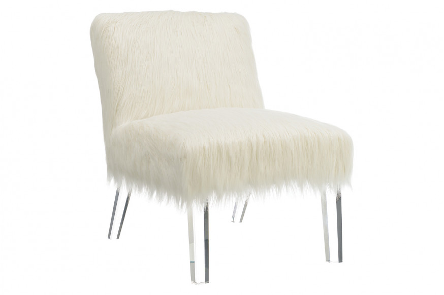 Coaster™ Faux Sheepskin Upholstered Accent Chair - White