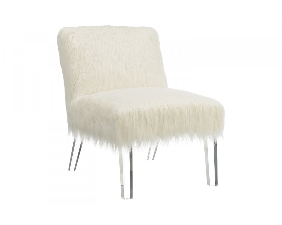 Coaster - Faux Sheepskin Upholstered Accent Chair in White