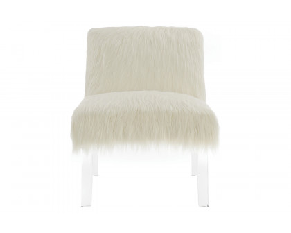 Coaster™ Faux Sheepskin Upholstered Accent Chair - White