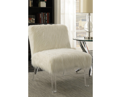 Coaster™ Faux Sheepskin Upholstered Accent Chair - White