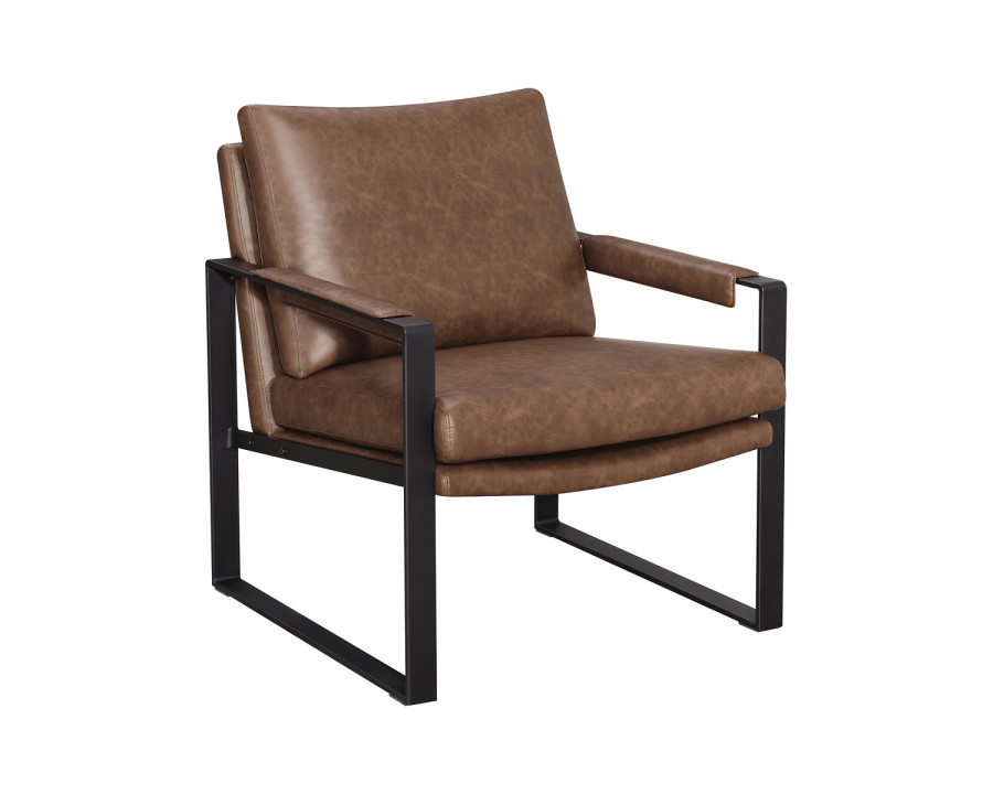 Coaster - Upholstered Accent Chair With Removable Cushion in Umber Brown/Gunmetal