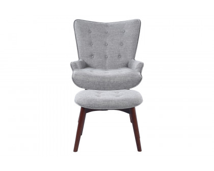 Coaster - Upholstered Accent Chair With Ottoman in Gray/Brown