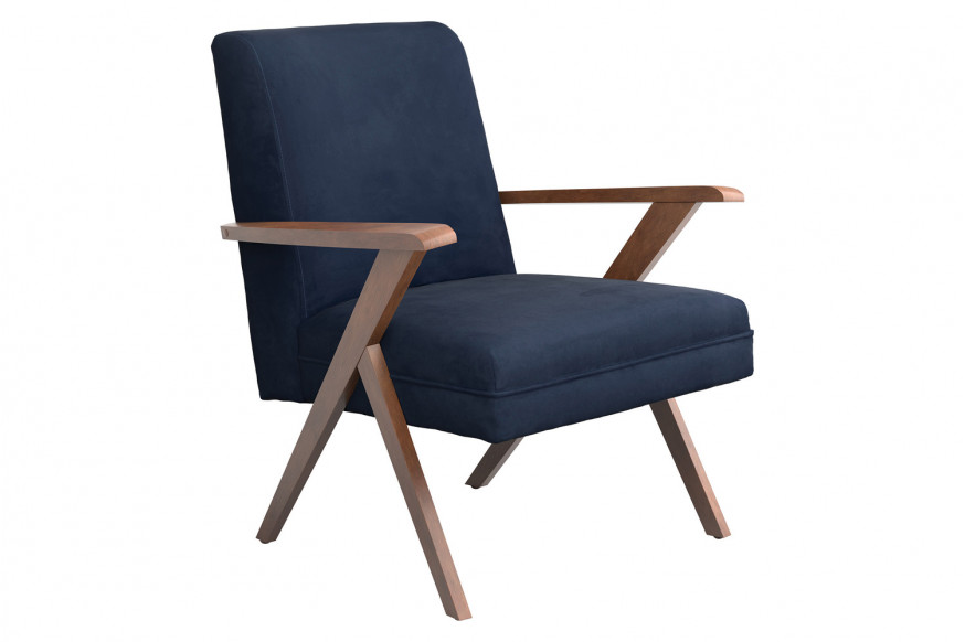 Coaster™ Monrovia Wooden Arms Accent Chair - Dark Blue/Walnut