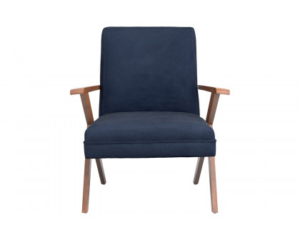 Coaster™ Monrovia Wooden Arms Accent Chair - Dark Blue/Walnut