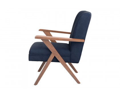 Coaster™ Monrovia Wooden Arms Accent Chair - Dark Blue/Walnut