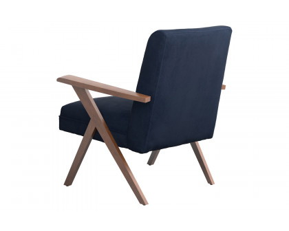 Coaster™ Monrovia Wooden Arms Accent Chair - Dark Blue/Walnut