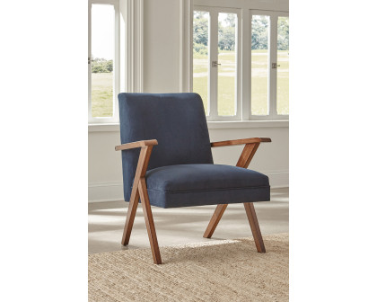 Coaster™ Monrovia Wooden Arms Accent Chair - Dark Blue/Walnut