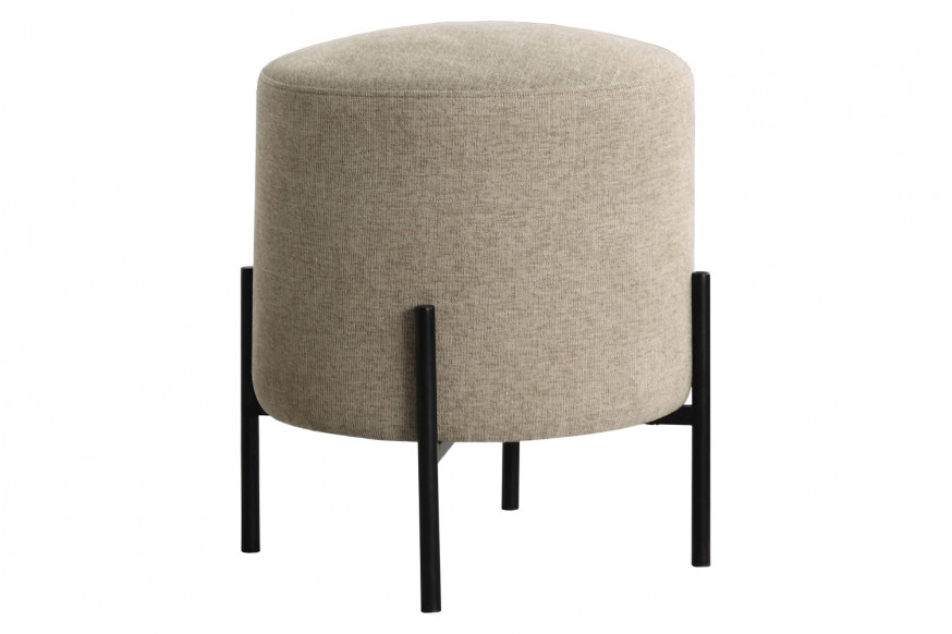 Coaster™ Round Upholstered Ottoman with Metal Legs - Latte