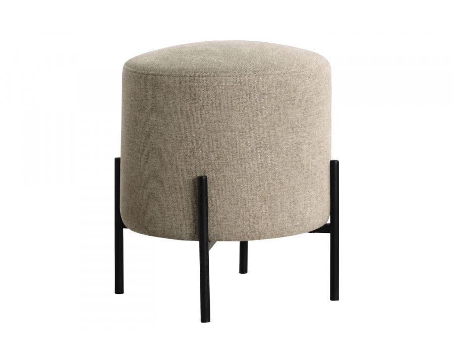 Coaster - Round Upholstered Ottoman with Metal Legs