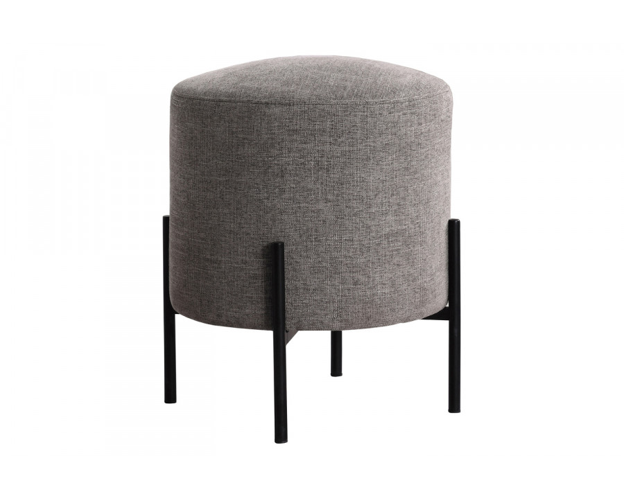 Coaster Round Upholstered Ottoman with Metal Legs - Gray