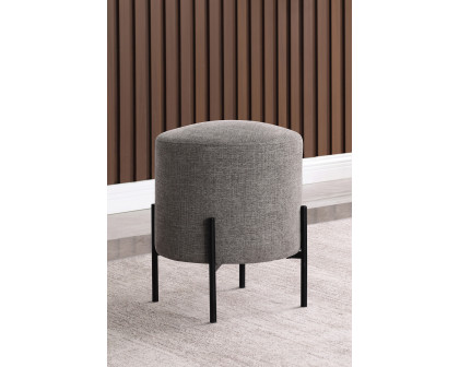 Coaster™ Round Upholstered Ottoman with Metal Legs - Gray