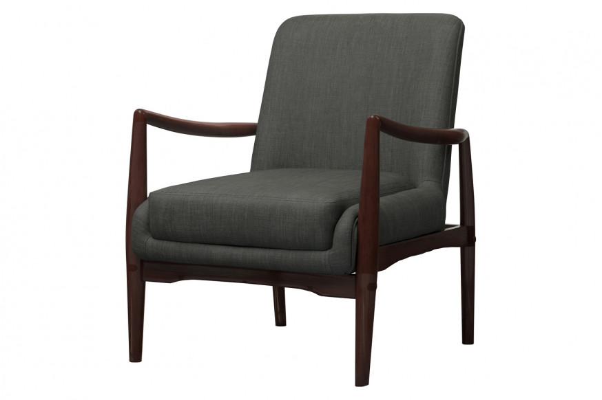 Coaster™ Upholstered Accent Chair With Wooden Arm - Dark Gray/Brown