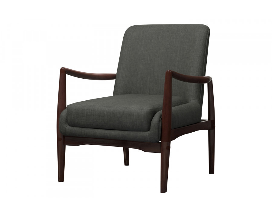 Coaster - Upholstered Accent Chair With Wooden Arm in Dark Gray/Brown