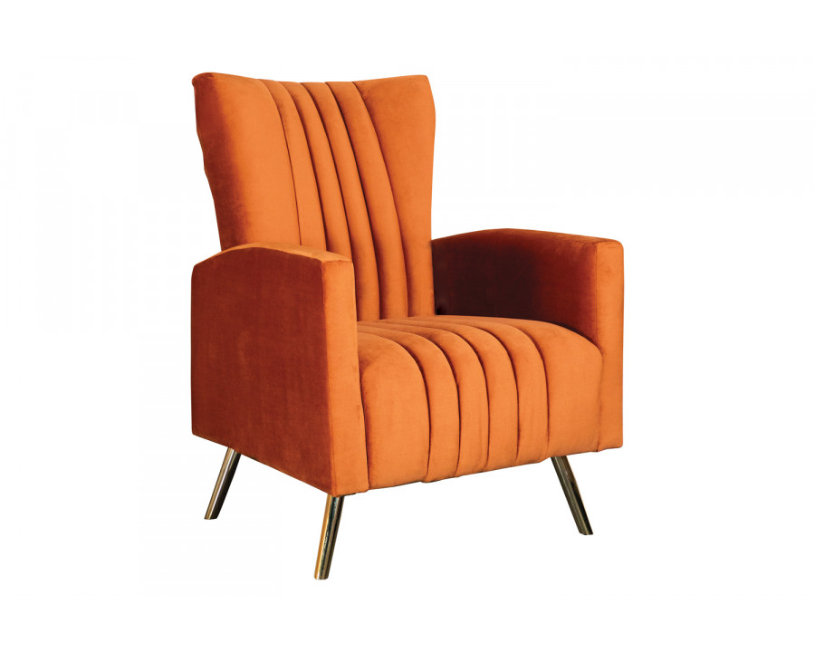 Coaster - Channeled Tufted Upholstered Accent Chair in Rust