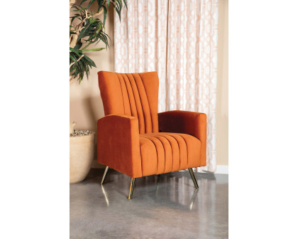 Coaster™ Channeled Tufted Upholstered Accent Chair - Rust