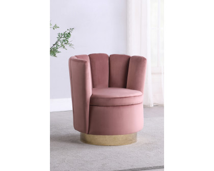 Coaster™ Channeled Tufted Swivel Chair - Rose/Gold