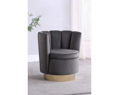 Coaster Channeled Tufted Swivel Chair - Gray/Gold