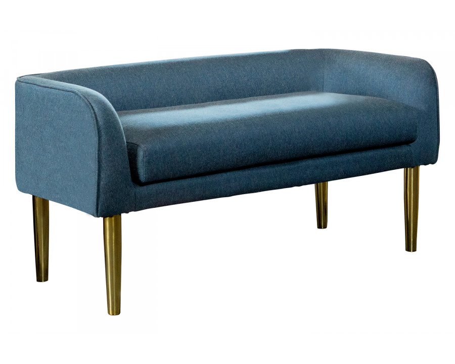 Coaster Low Back Upholstered Bench - Blue/Gold