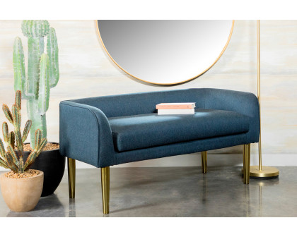 Coaster Low Back Upholstered Bench - Blue/Gold