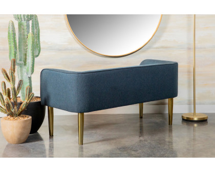 Coaster Low Back Upholstered Bench - Blue/Gold