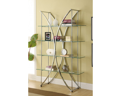 Coaster - 4-Tier Bookcase in Chrome/Clear