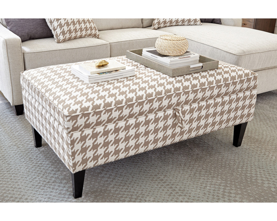 Coaster - Upholstered Storage Ottoman in White/Beige