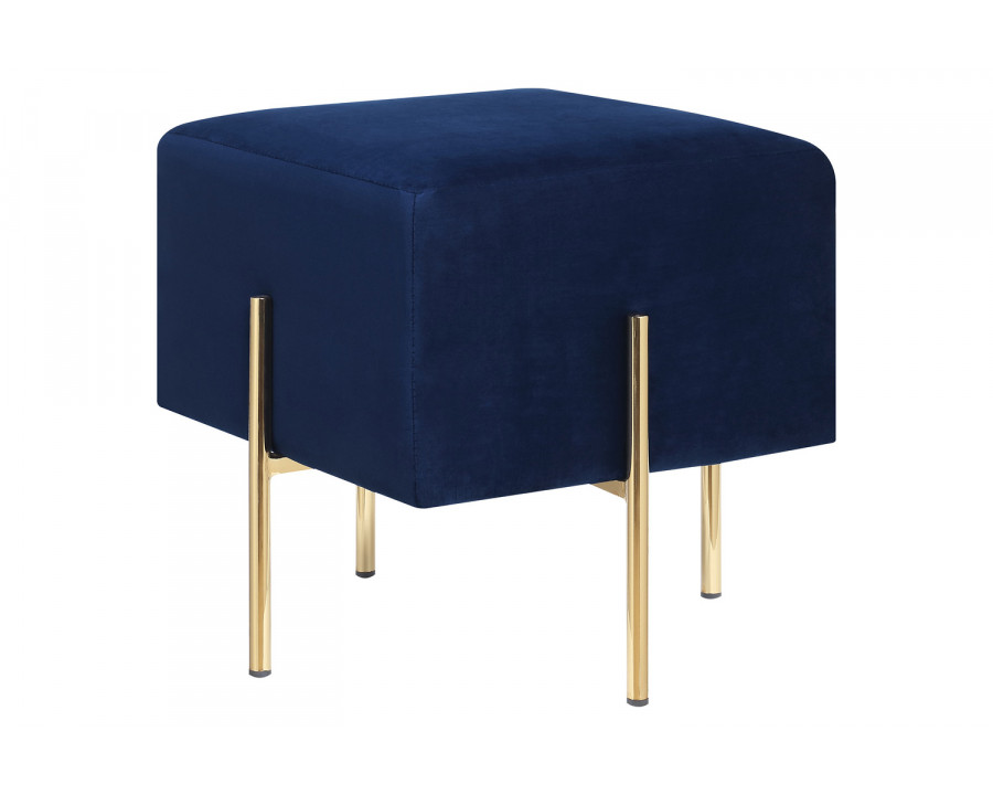 Coaster - Square Upholstered Ottoman in Blue