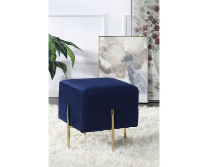 Coaster - Square Upholstered Ottoman in Blue