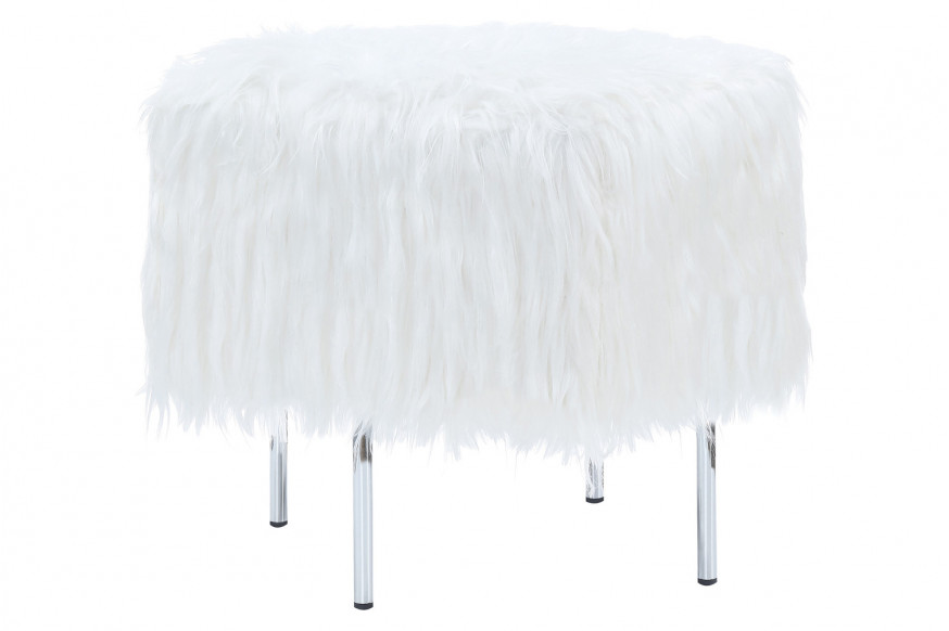 Coaster™ Faux Sheepskin Square Ottoman - White