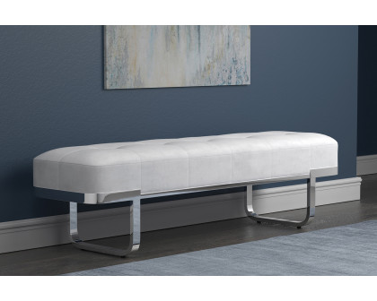 Coaster Tufted Upholstered Bench - Off White/Chrome