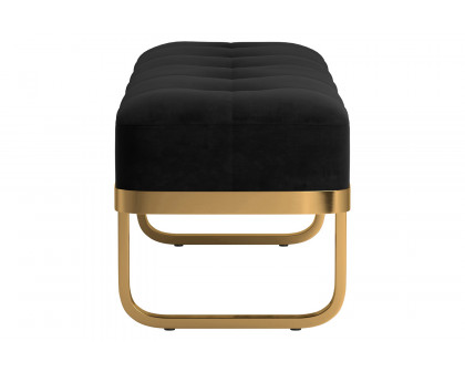 Coaster Tufted Upholstered Bench - Black/Brass