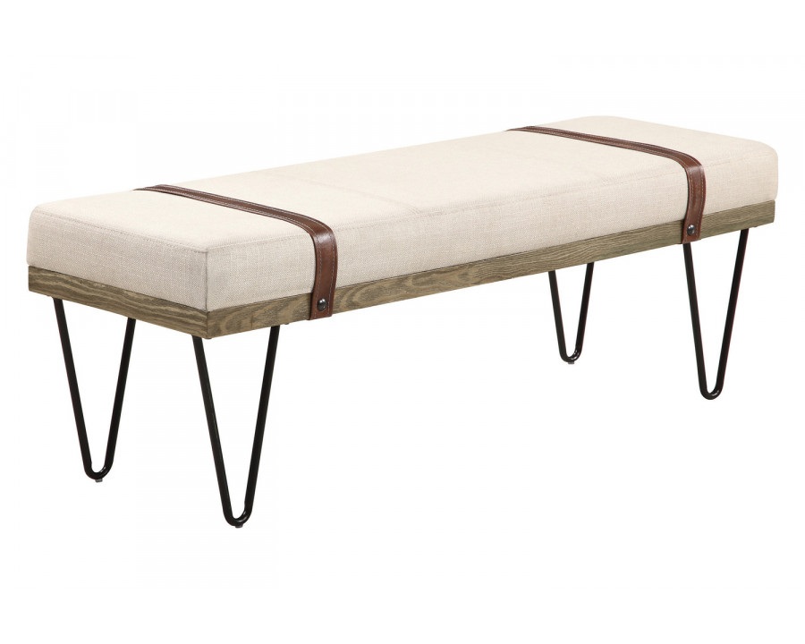 Coaster - Upholstered Bench in Beige/Black