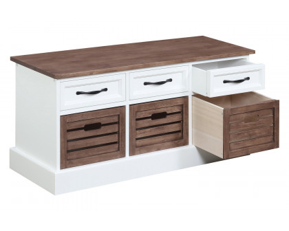 Coaster 3-Drawer Storage Bench - Weathered Brown/White