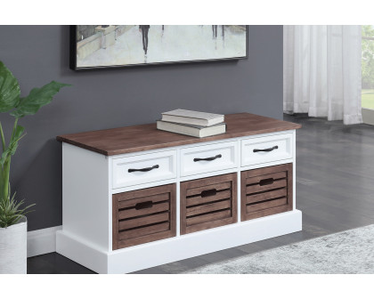 Coaster 3-Drawer Storage Bench - Weathered Brown/White