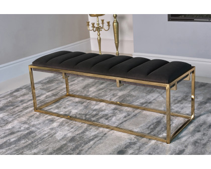 Coaster - Channel Tufted Cushion Bench in Dark Gray/Gold