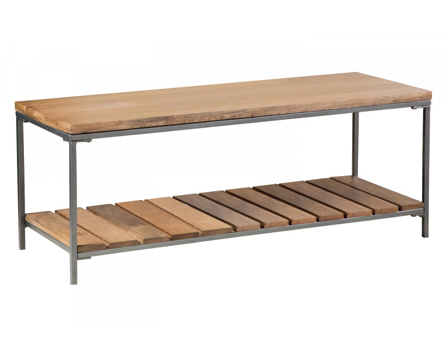 Coaster - Accent Bench With Slat Shelf in Natural/Gunmetal