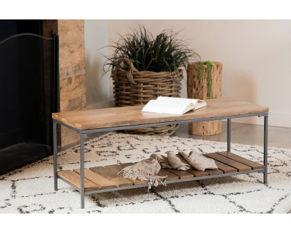 Coaster - Accent Bench With Slat Shelf in Natural/Gunmetal