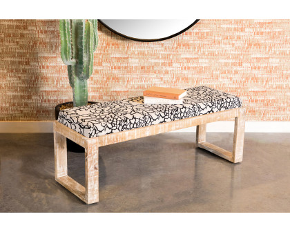 Coaster - Sled Leg Upholstered Accent Bench in Black/White